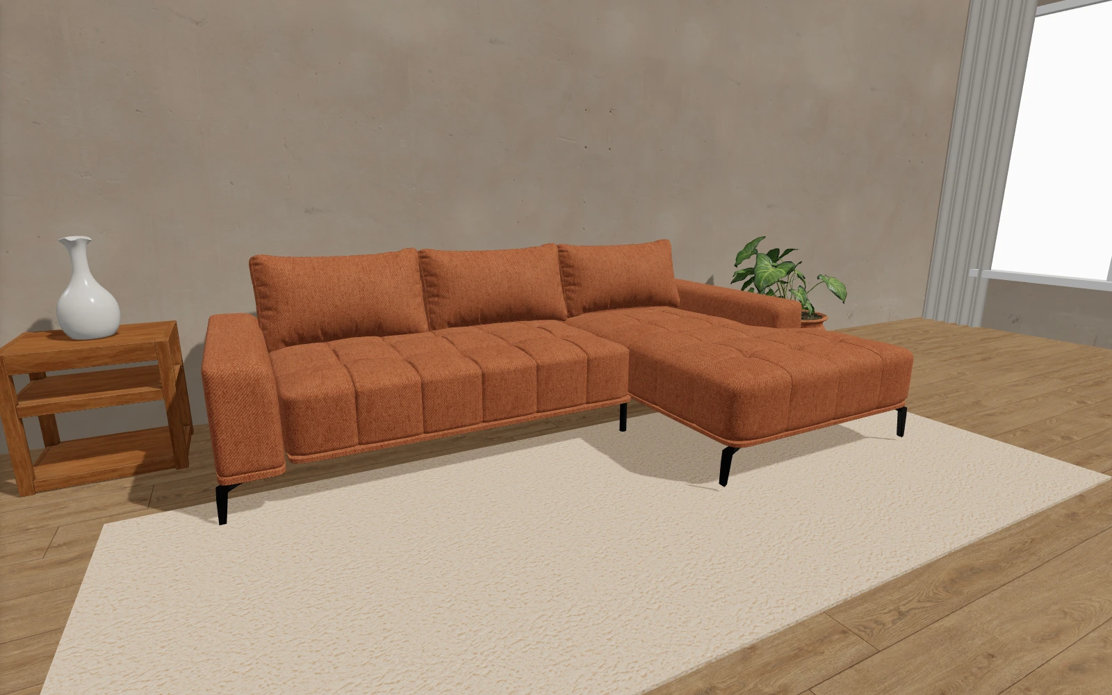 Doha, corner sofa – Neve 52, black legs